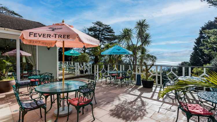 Outside sea view terrace Orestone Manor South Devon