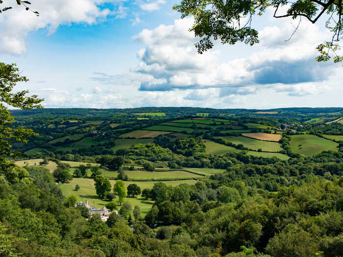 View over South Devon from Canonteign Falls - Devon, England
